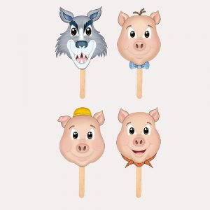 Máscaras para Cuentos Los 3 Cochinitos (4 pzas.)