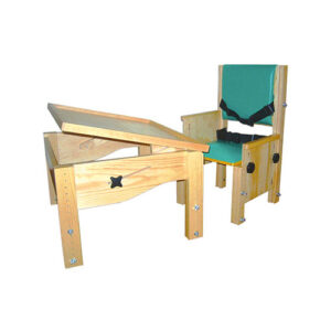 Silla de altura ajustable y mesa con reclinación